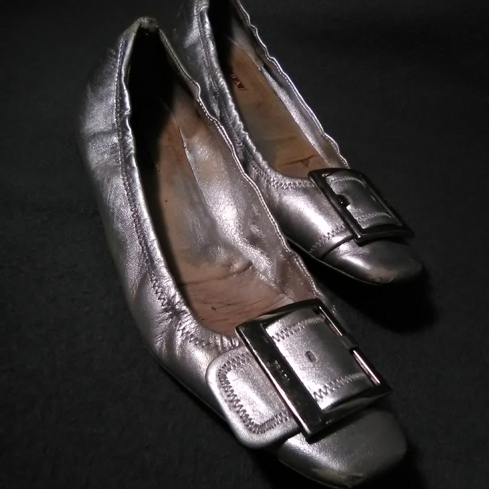 Prada silver ballet flats